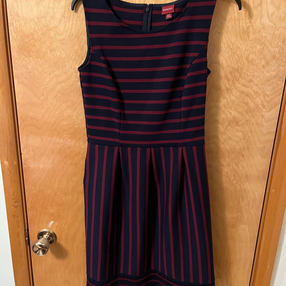 Merona Navy and Burgundy Striped Dress